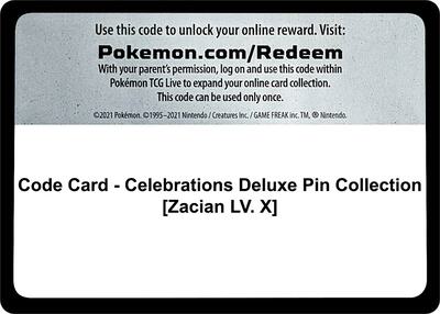 Code Card - Celebrations Deluxe Pin Collection [Zacian LV. X]