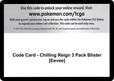 Code Card - Chilling Reign 3 Pack Blister [Eevee]