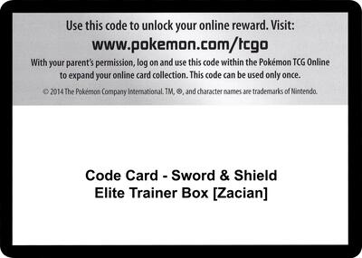 Code Card - Sword & Shield Elite Trainer Box [Zacian]