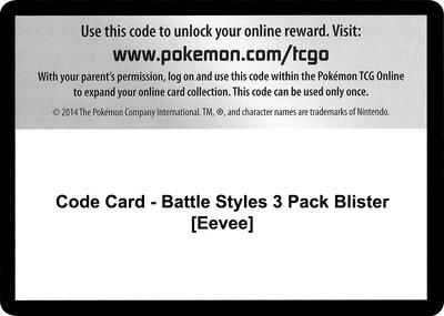 Code Card - Battle Styles 3 Pack Blister [Eevee]