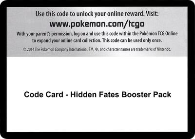 Code Card - Hidden Fates Booster Pack