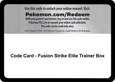 Code Card - Fusion Strike Elite Trainer Box