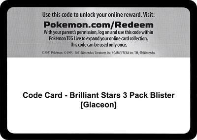 Code Card - Brilliant Stars 3 Pack Blister [Glaceon]