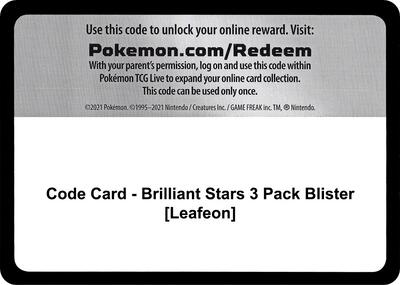 Code Card - Brilliant Stars 3 Pack Blister [Leafeon]
