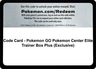 Code Card - Pokemon GO Pokemon Center Elite Trainer Box Plus (Exclusive)