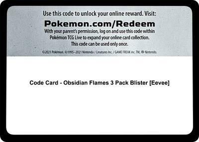 Code Card - Obsidian Flames 3 Pack Blister [Eevee]