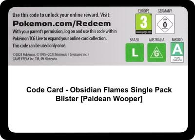 Code Card - Obsidian Flames Single Pack Blister [Paldean Wooper]