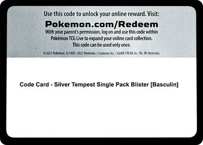 Code Card - Silver Tempest Single Pack Blister [Basculin]