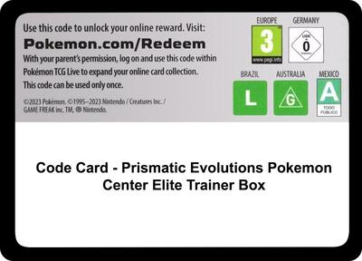 Code Card - Prismatic Evolutions Pokemon Center Elite Trainer Box