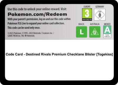 Code Card - Destined Rivals Premium Checklane Blister [Togekiss]