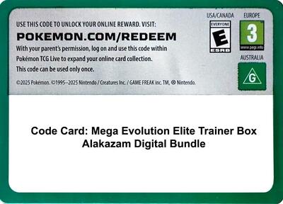Code Card - Mega Evolution Elite Trainer Box Alakazam Digital Bundle