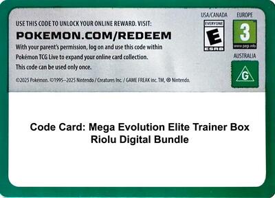 Code Card - Mega Evolution Elite Trainer Box Riolu Digital Bundle