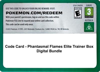 Code Card - Phantasmal Flames Elite Trainer Box Digital Bundle