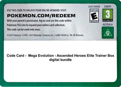 Code Card - Ascended Heroes Elite Trainer Box digital bundle